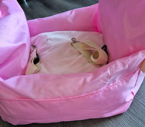 Pink dog car - dog, seat