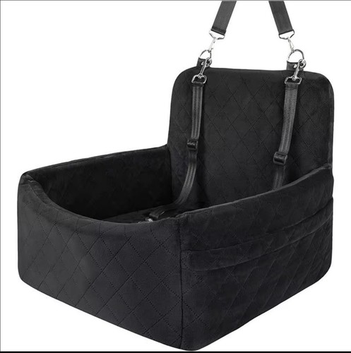 Black quilted dog car booster - black,